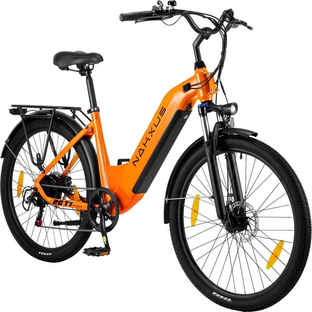 26T1 Elektrofahrrad 26 Zoll E-Bike, 36V 18.2Ah Akku herausnehmbar, 250W Motor, LCD-Display, 7-Gang, Reichweite 90-130 km, 25 km/h, IPX5 wasserdicht für Erwachsene
