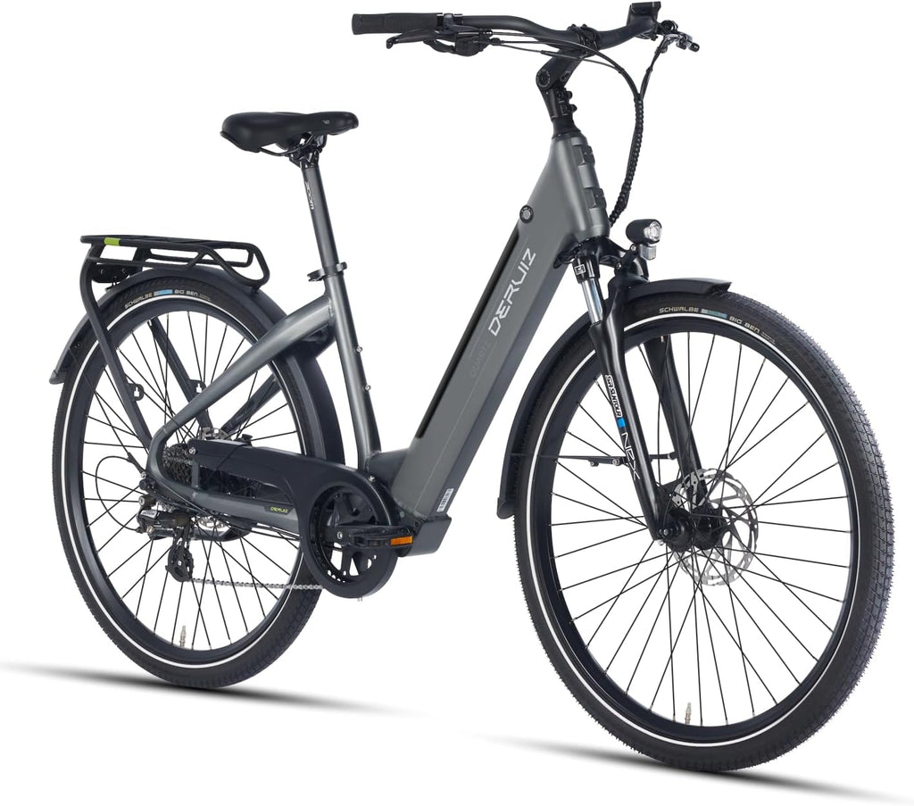 DERUIZ E-Bike 28 Zoll E Bike Damen Elektrofahrrad Herren Pedelec Citybike, 250W/48V/13,4AH 40N.m BAFANG Motor, Trekking Ebike Cityrad für Damen, 25km/h, QUARTZ Grey