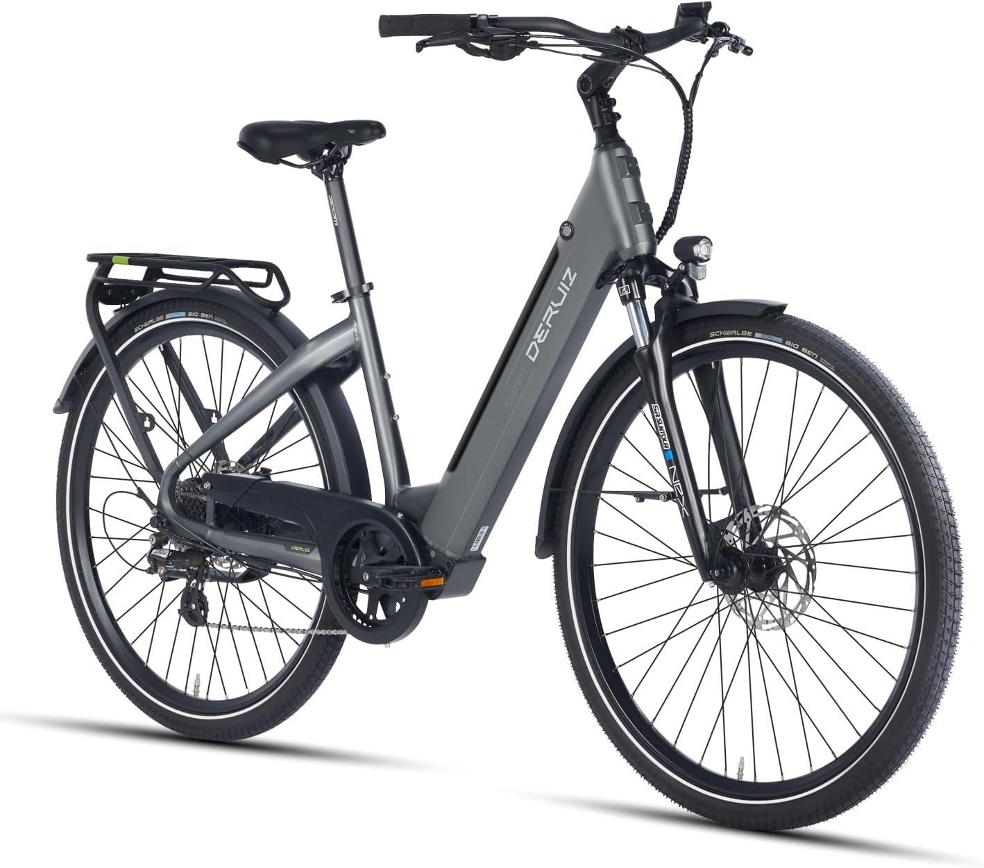 DERUIZ E-Bike 28 Zoll E Bike Damen Elektrofahrrad Herren Pedelec Citybike, 250W/48V/13,4AH 40N.m BAFANG Motor, Trekking Ebike Cityrad für Damen, 25km/h, QUARTZ Grey